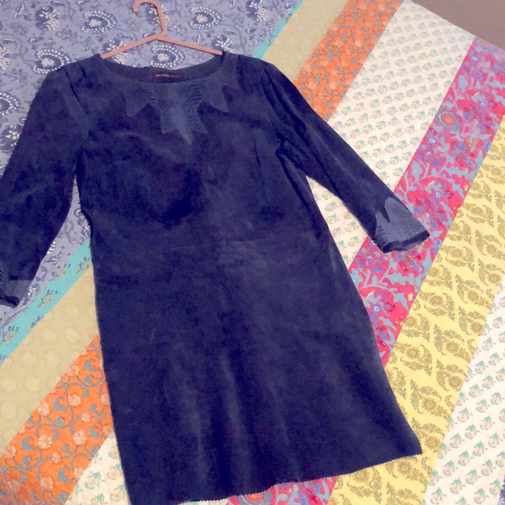 Navy blue suede dress. Kate Moss x TopShop
